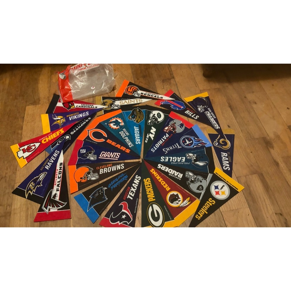 Vintage Lot of 26 NFL Mini Pennants Set